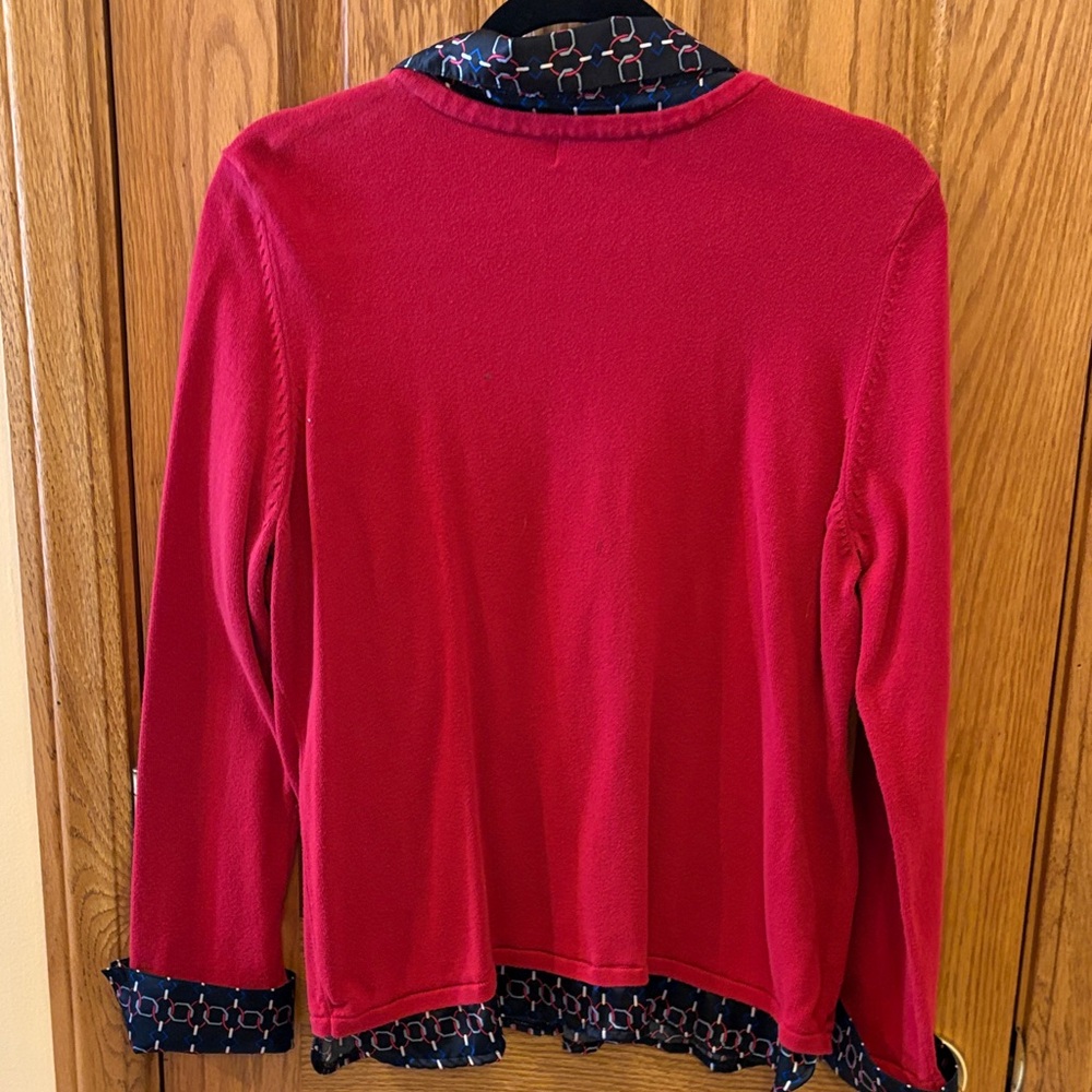 Notations Red Layered-Look Sweater with Geometric-Pattern - Picture 10 of 10